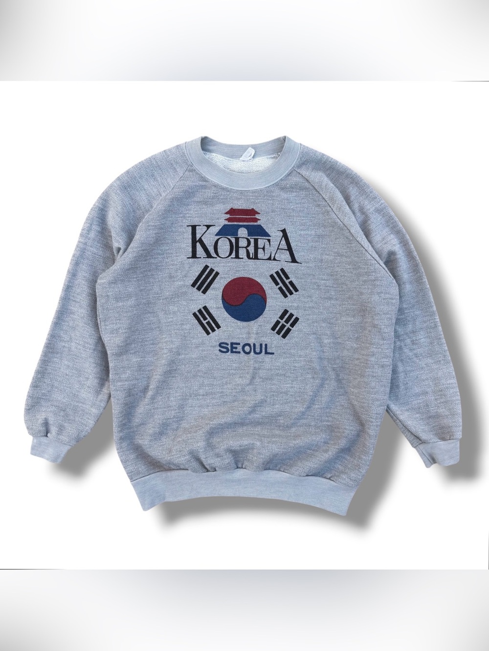 Vintage 80s Seoul Korea Crewneck Sweatshirt Gray Size Medium